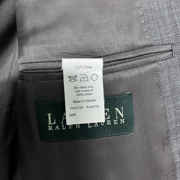 Ralph Lauren Blazer Mens 40R Gray Sport Coat Jacket 100% Wool - Picture 7 of 9